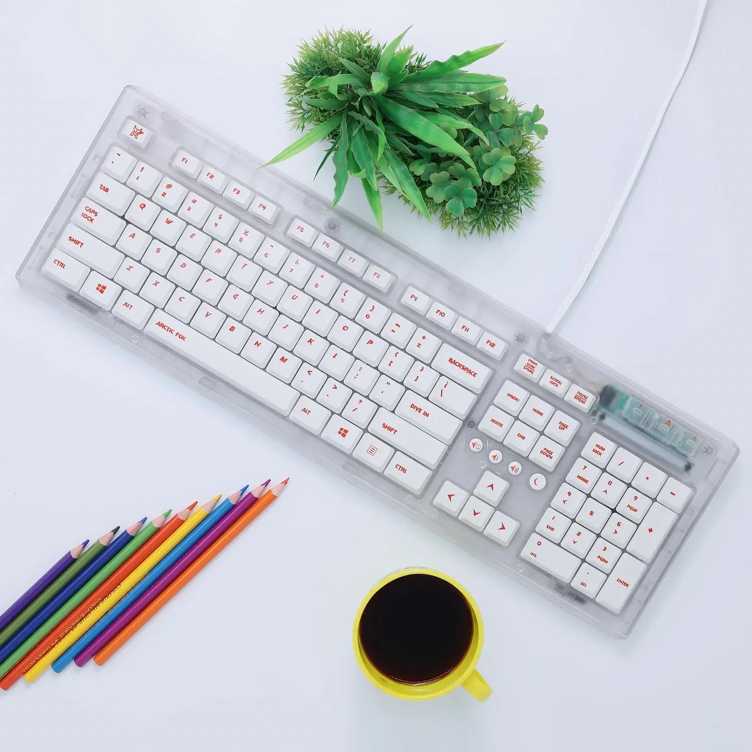 White USB Wired Desktop Keyboard