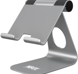 Elv Direct Tablet Stand Aluminium Adjustable Foldable Cell Phone Holder Mount Multi-Angle Dock, Aluminium Alloy, Anti-Slip Pads for Home, Office Desk, Study and Bed